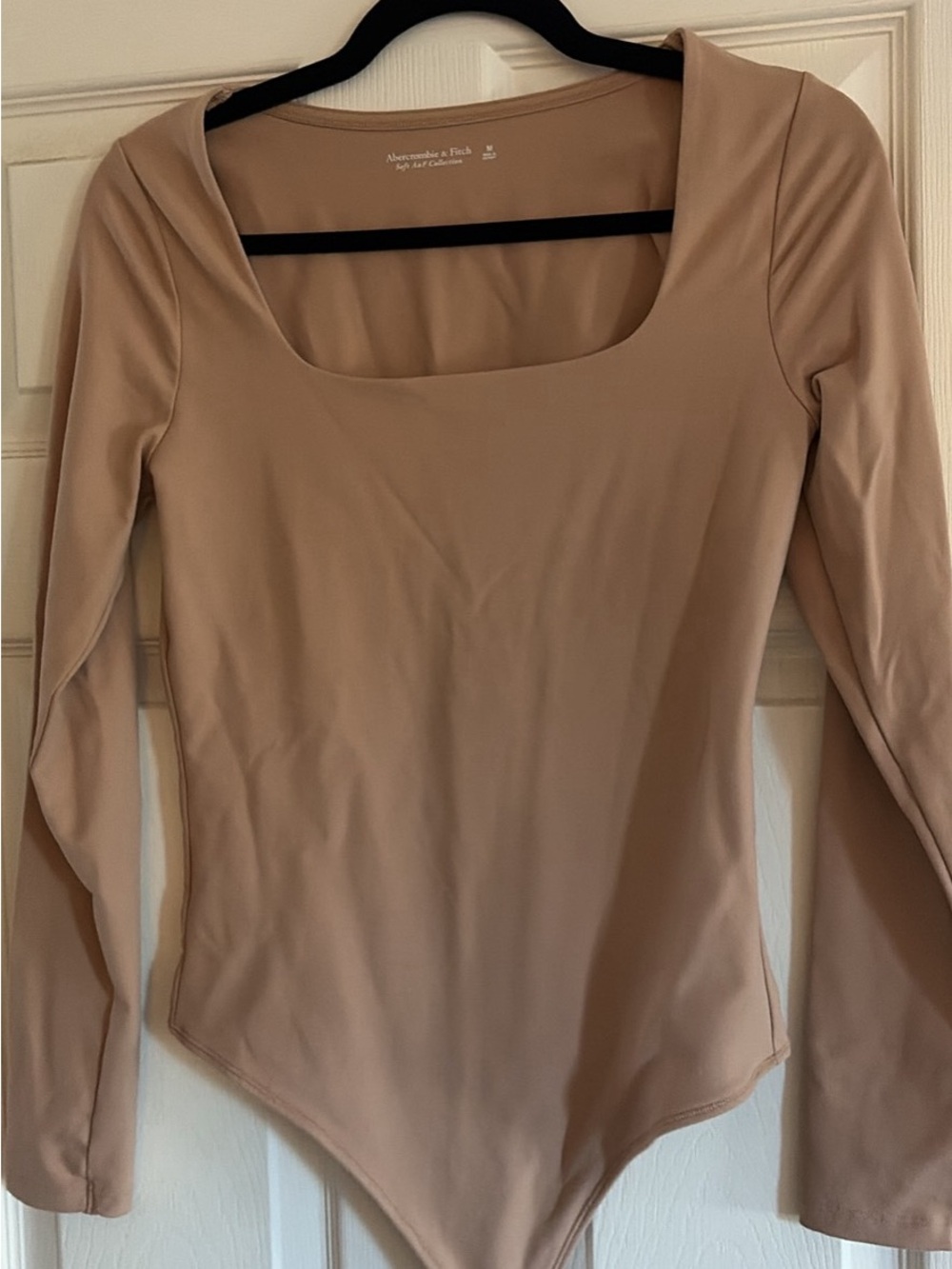 Abercrombie & Fitch Tan Long-Sleeve Square Neck Bodysuit